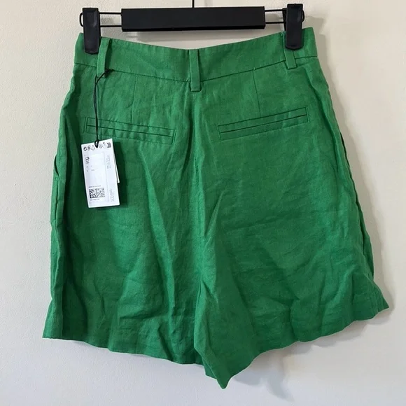 & Other Stories Relaxed Linen Shorts Green Size 0 NWT - Picture 5 of 9